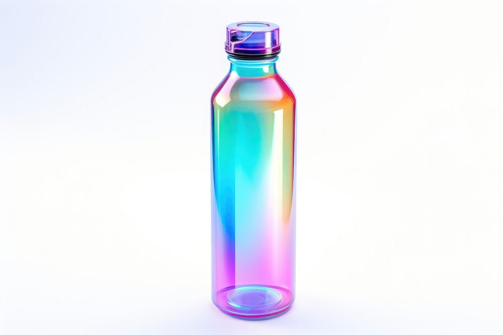 Icon iridescent bottle white background water bottle.