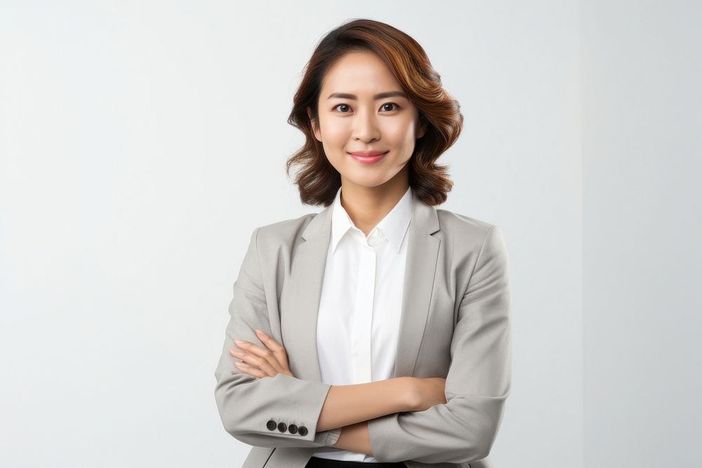 Thai business woman middleaged portrait adult smile.