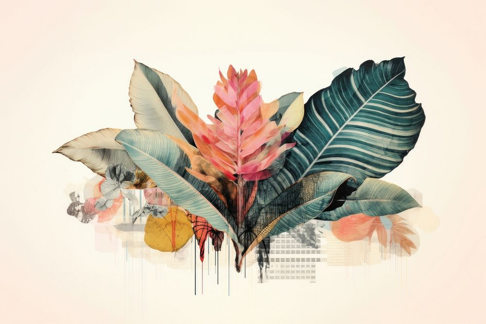  Tropical leaf pattern plant art. AI generated Image by rawpixel.