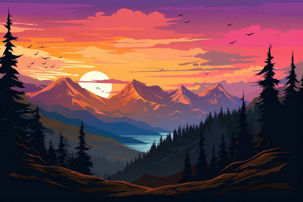  Beautiful Sunset nature sunset wilderness. AI generated Image by rawpixel.