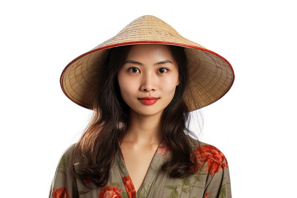 Vietnamese woman fashion adult white background.