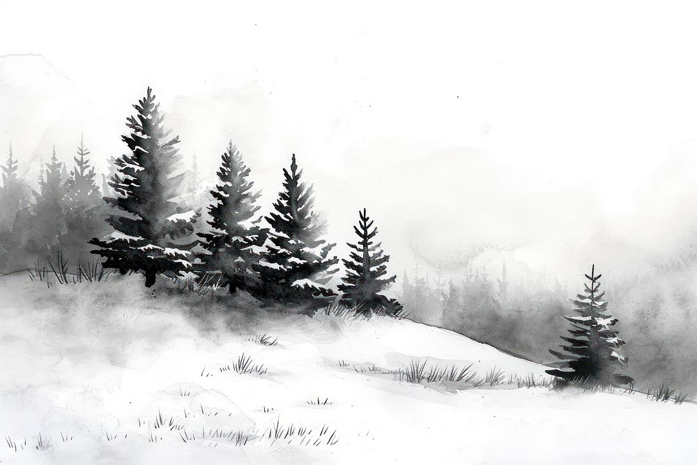 Winter monochrome outdoors drawing.