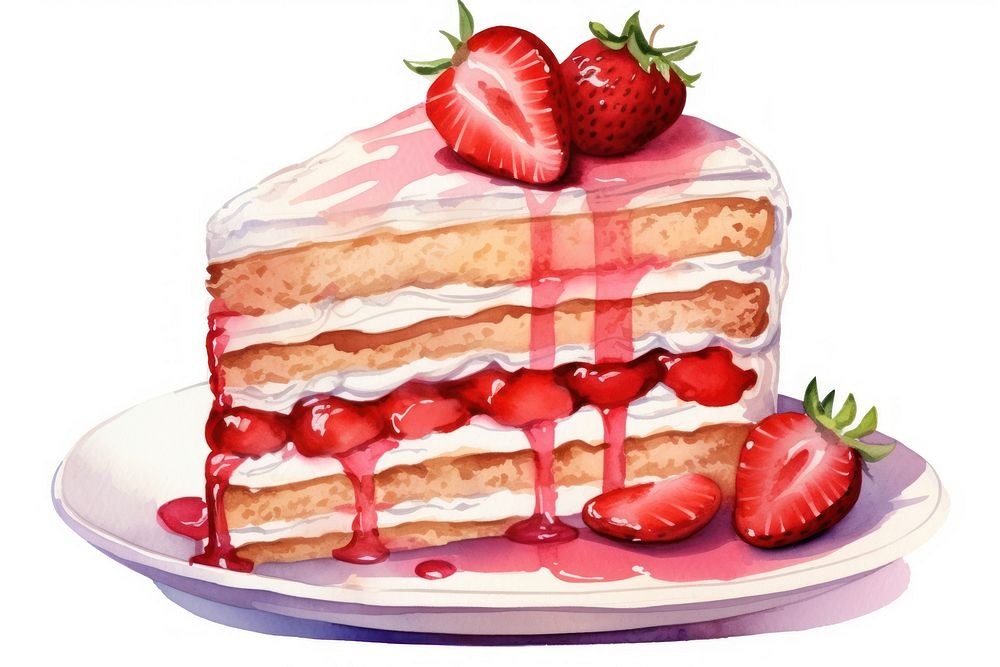 Cake strawberry dessert cream.