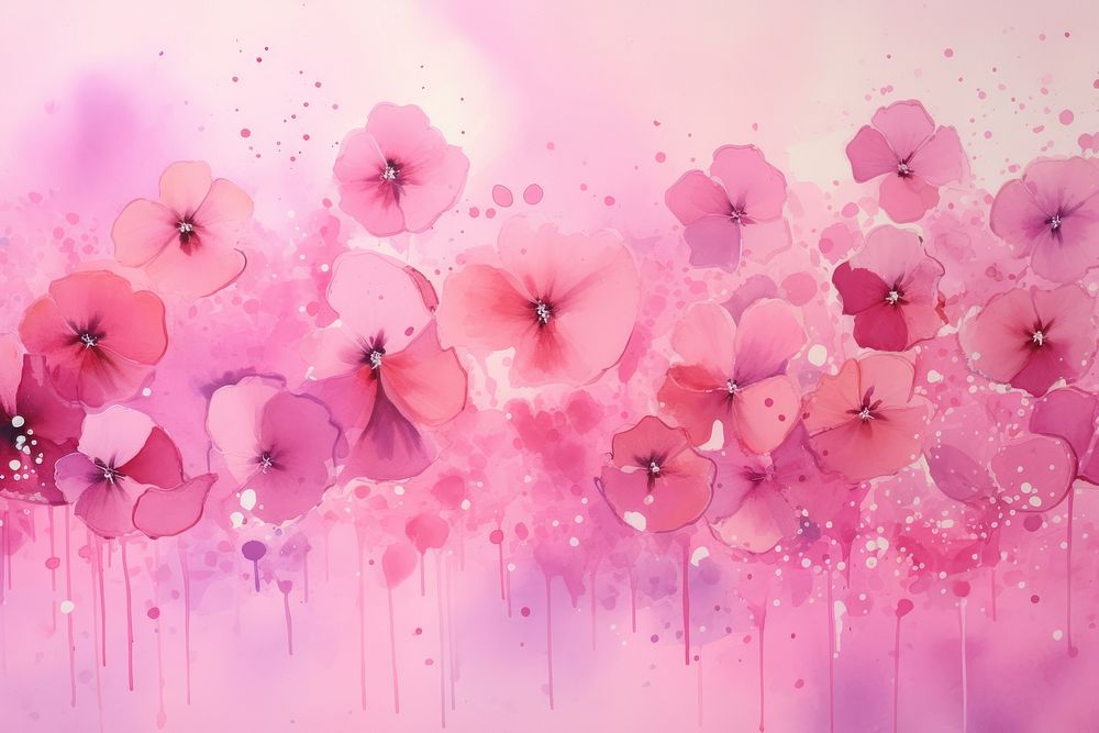 Watercolor splashes pink background backgrounds outdoors blossom.