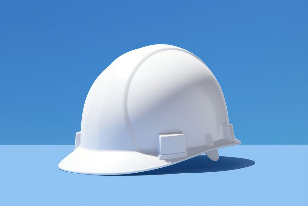 White construction helmet hardhat blue protection.