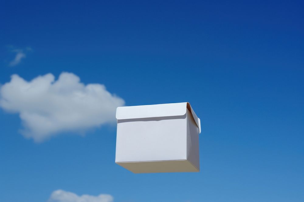 White food box package sky outdoors blue.