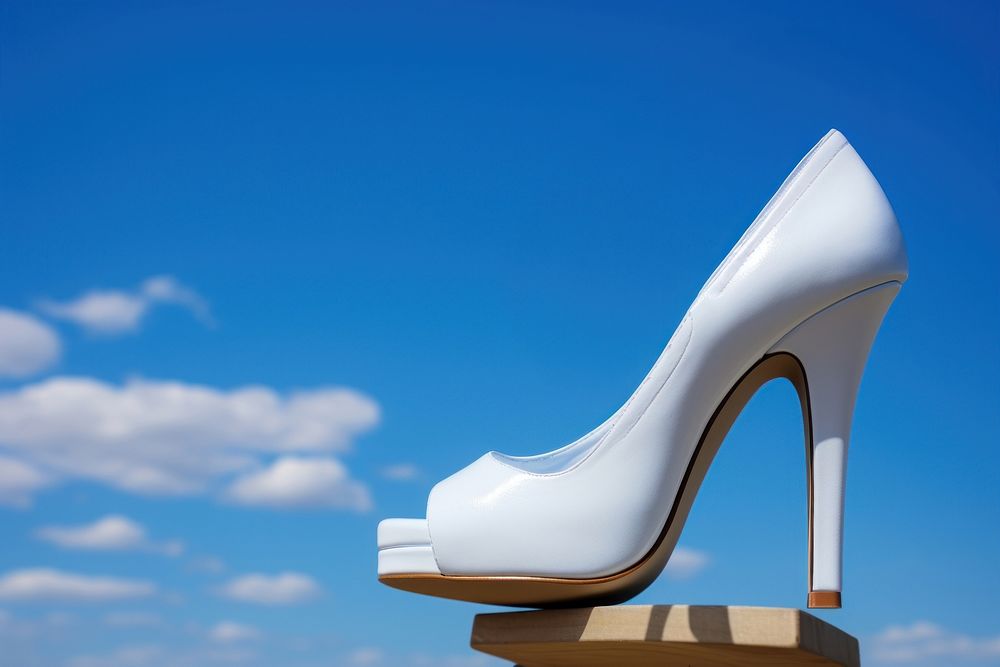 White High heels footwear shoe blue.