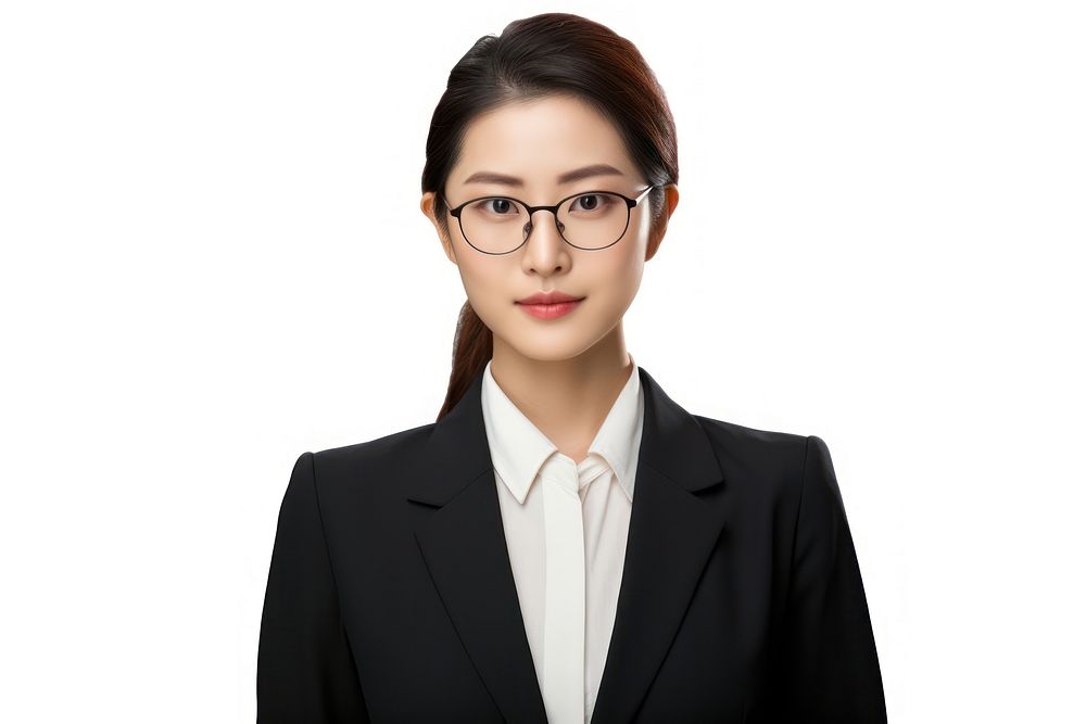 Working east asian business woman portrait glasses adult.