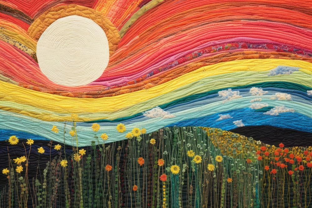 Rainbow in Prairie painting pattern art.