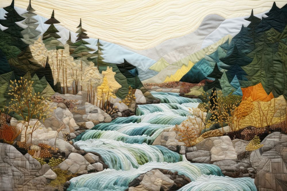 Stream in mountain quilt accessories accessory.