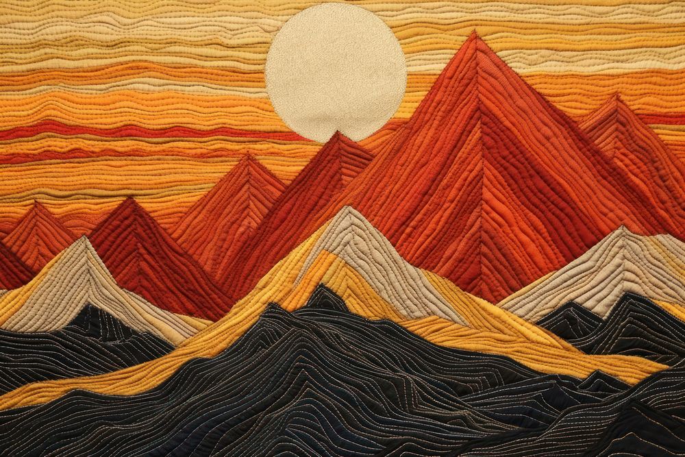 Sunrise landscape mountain pattern.