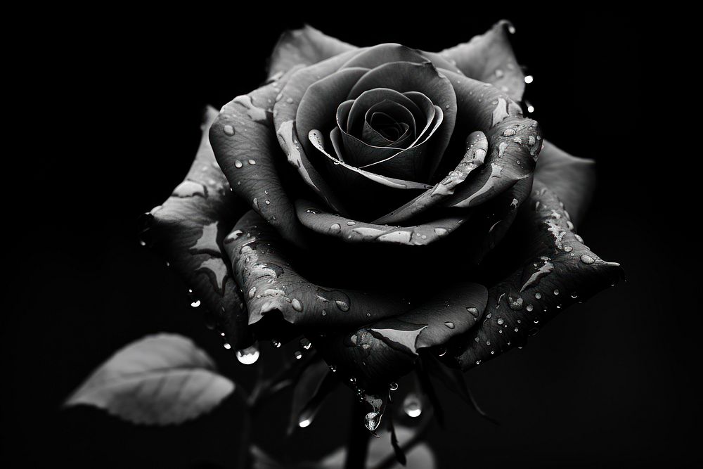 Photography of flower rose black plant white.