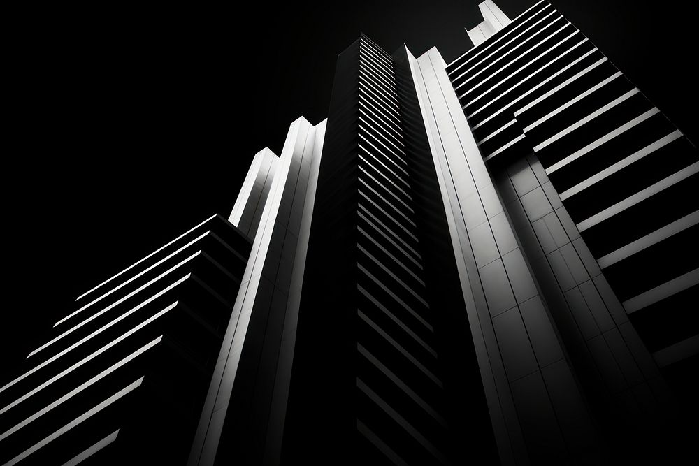 Black Background building architecture skyscraper.