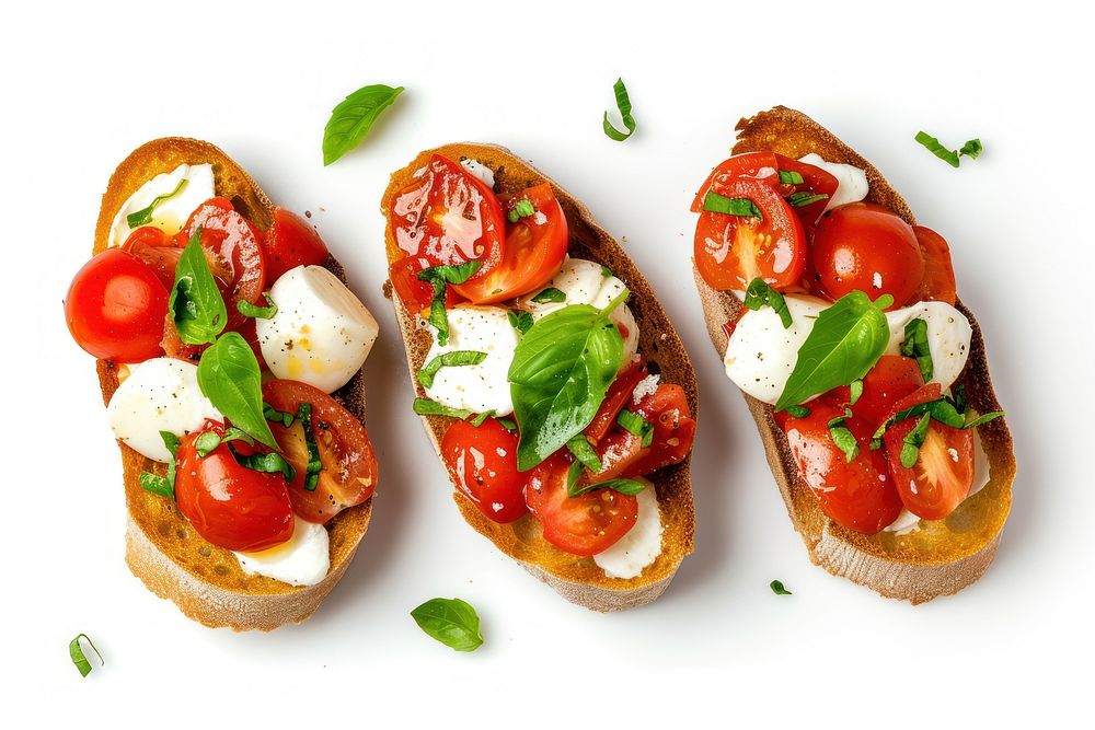 Bruschetta with tomatoes and mozzarella bread food meal.