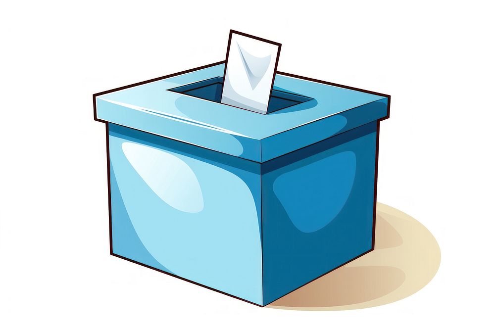 Cartoon illustration of vote paper technology container.