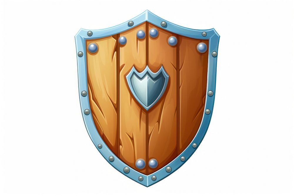 Cartoon shield white background protection.
