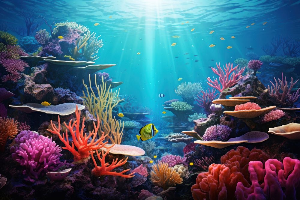 Coral reef underwater aquarium outdoors.