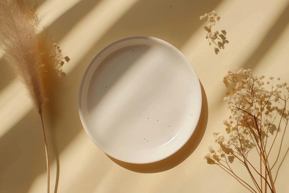 Plate set packaging  plant white porcelain.