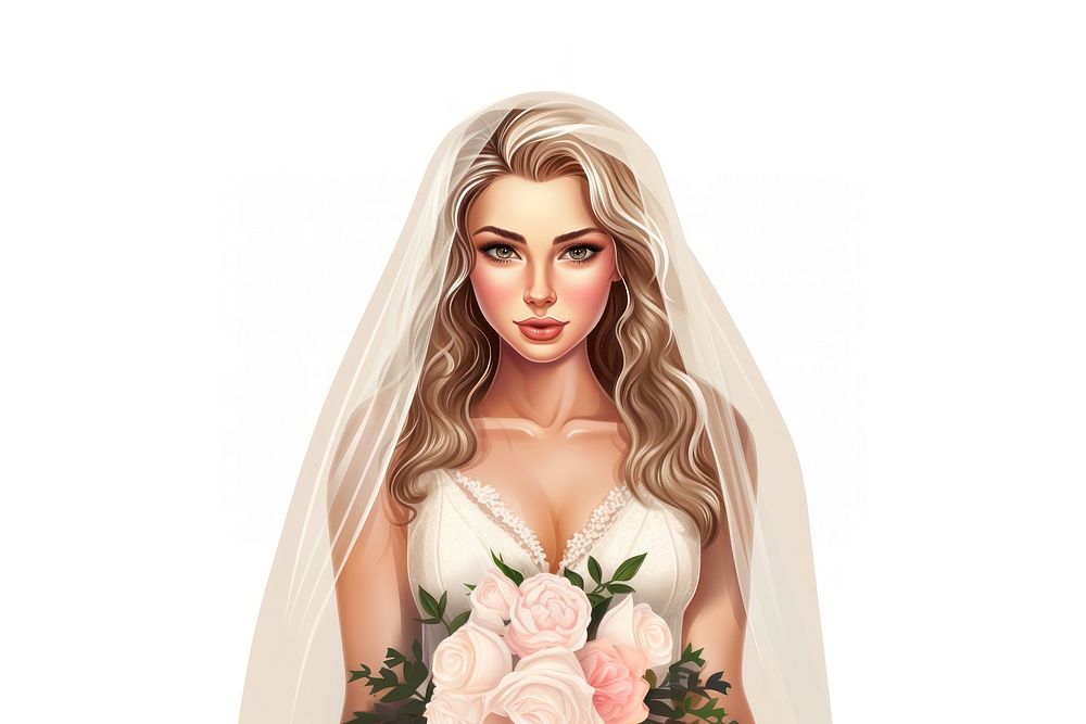 Clipart bride illustration fashion wedding flower.