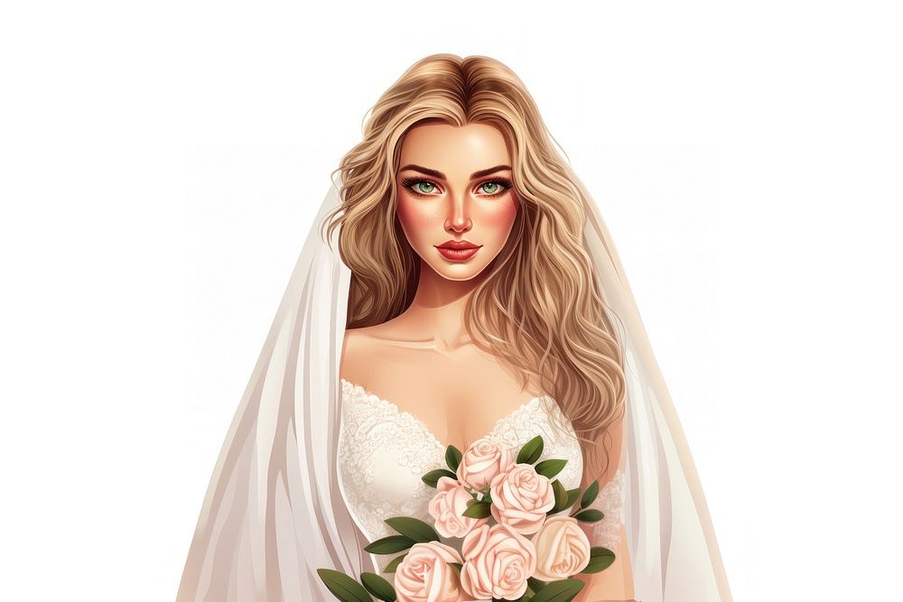 Clipart bride illustration fashion wedding flower.