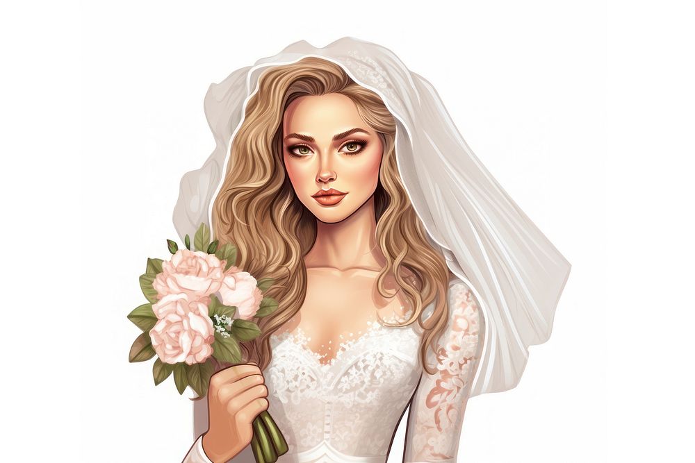Clipart bride illustration portrait fashion wedding.