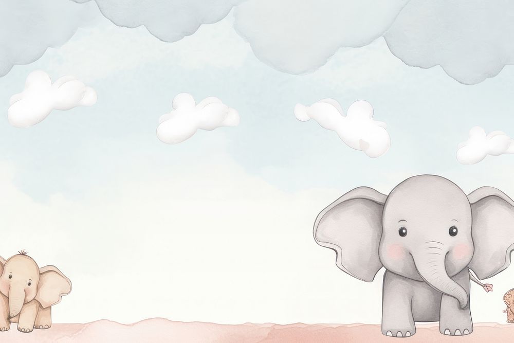  Cute background elephant animal mammal. AI generated Image by rawpixel.