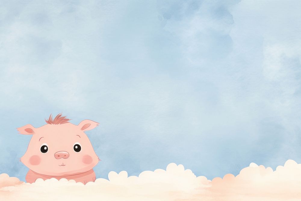  Cute background pig cartoon mammal. AI generated Image by rawpixel.