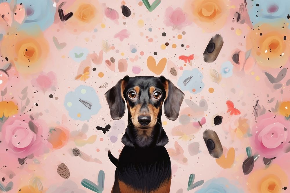  Cute background backgrounds dachshund animal. AI generated Image by rawpixel.