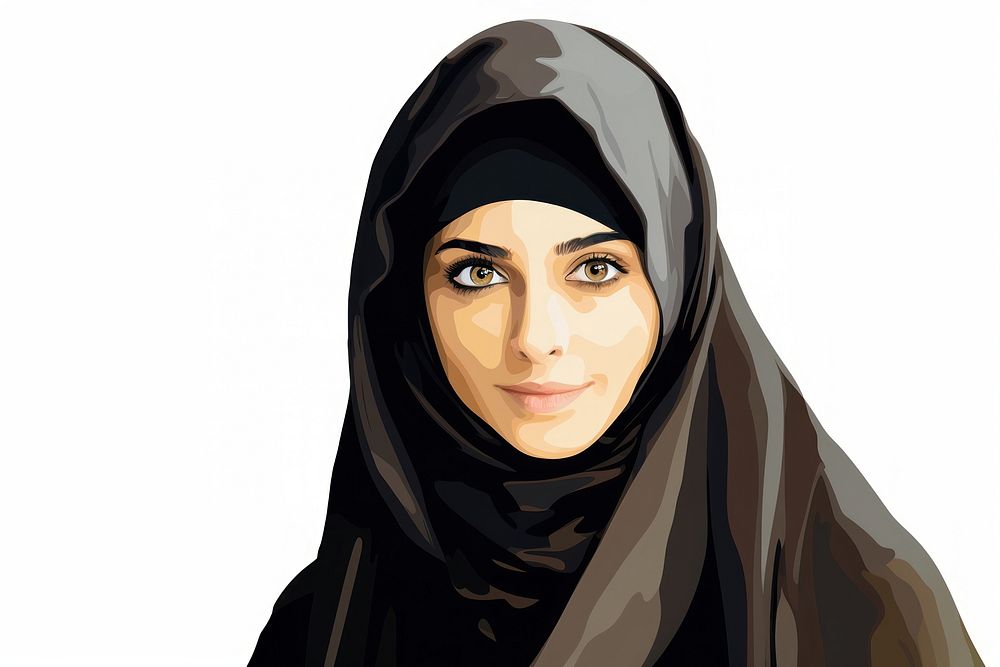 Emirati middle aged woman portrait adult white background.
