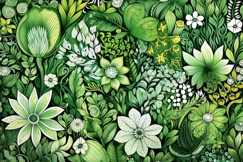 Green botanical pattern background backgrounds nature plant.