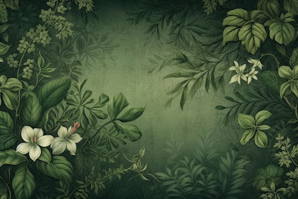 Green botanical vintage background backgrounds pattern nature.