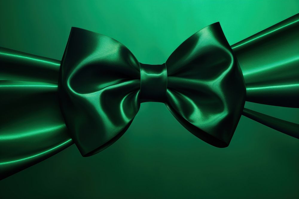 Green bow on empty green background backgrounds celebration accessories.