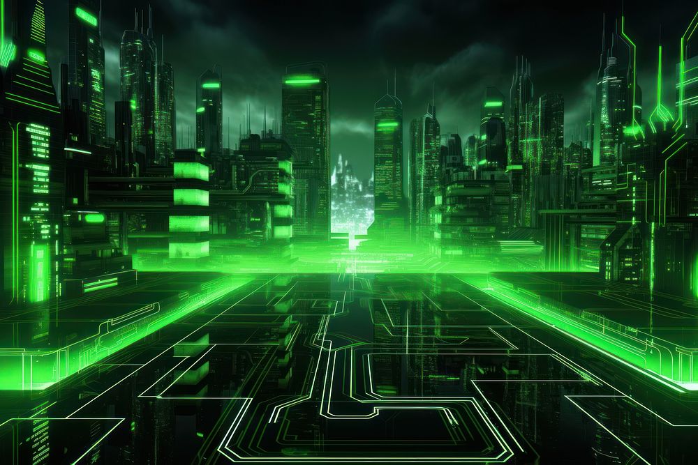 Green circuit theme background backgrounds metropolis light.