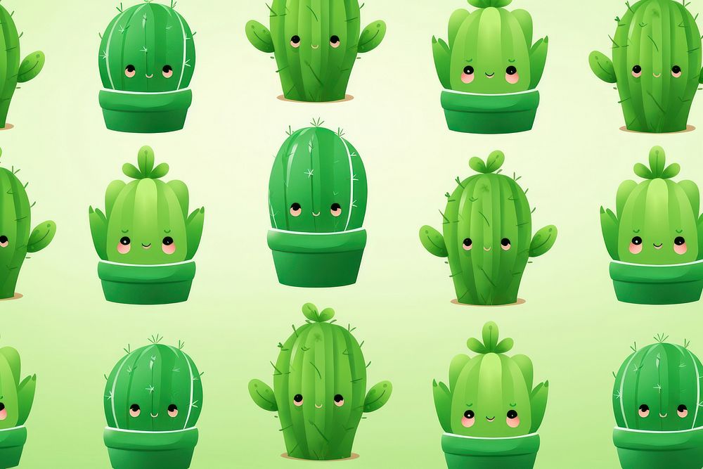 Green cute cactus theme abstract background backgrounds plant repetition.