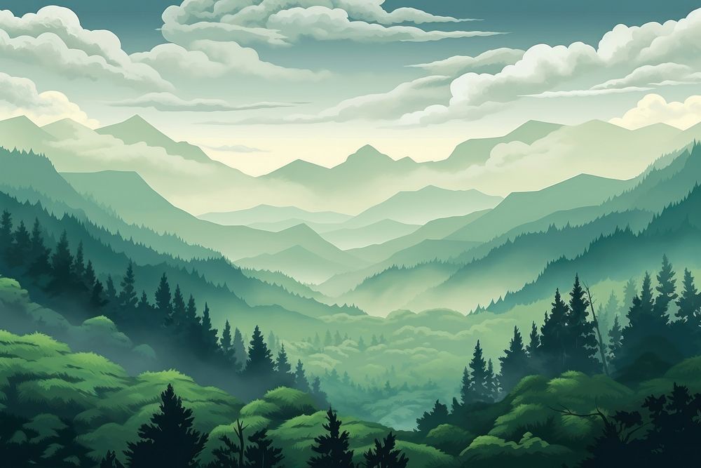 Green mountain illustration background backgrounds landscape panoramic.