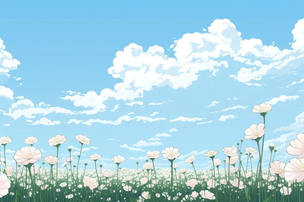 White flower field landscape sky backgrounds.