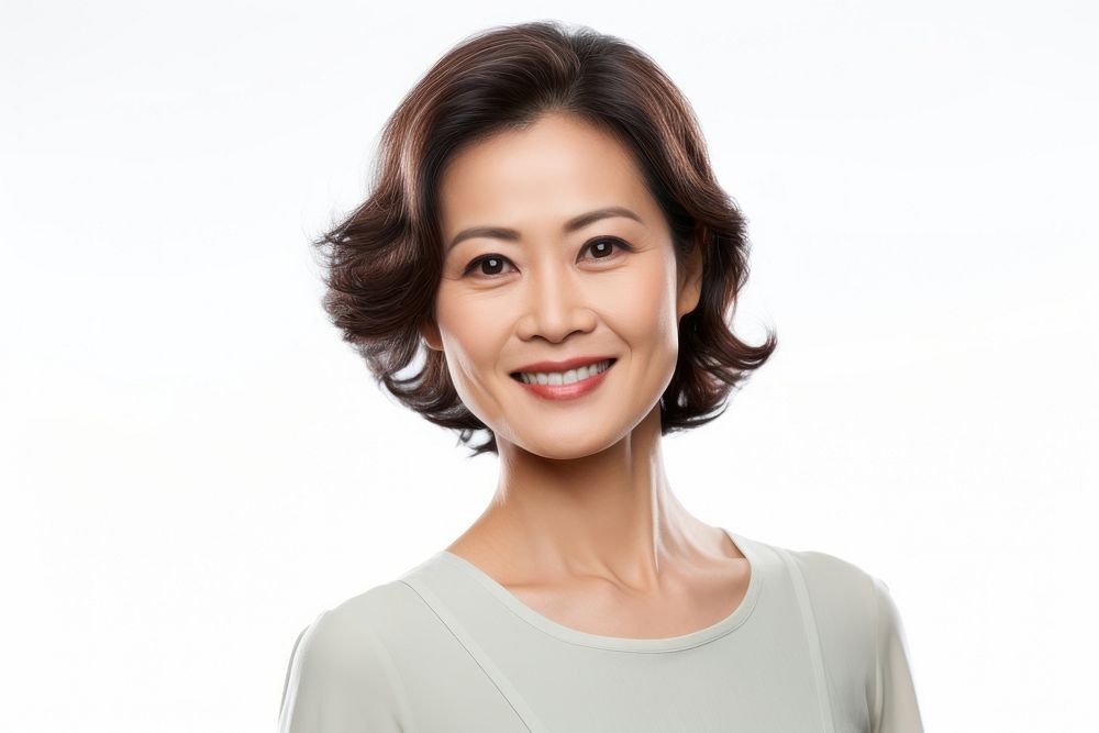 Middle aged east asian woman portrait adult smile.