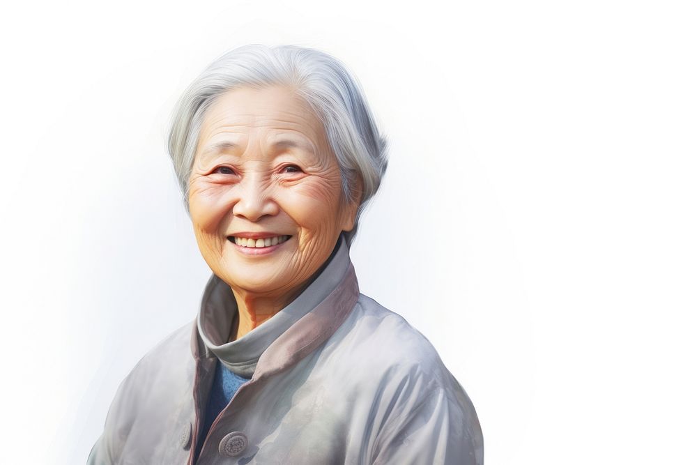 Old east asian woman smiling portrait adult smile.