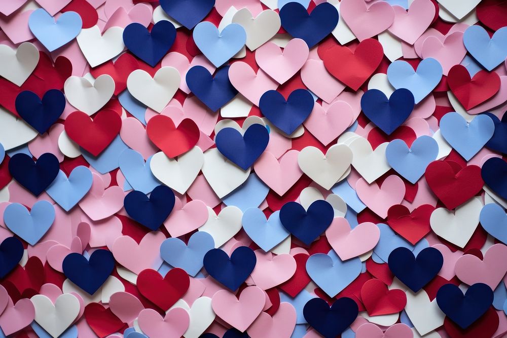Paper heart pattern background backgrounds arrangement repetition.