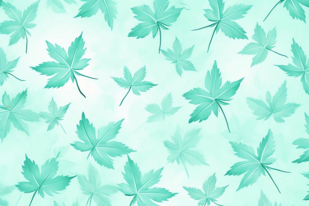 Pastel green cute maple leaf pattern background backgrounds plant turquoise.