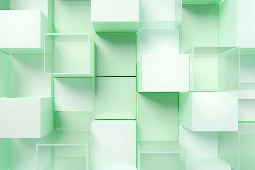 Pastel green abstract cubic background backgrounds repetition technology.