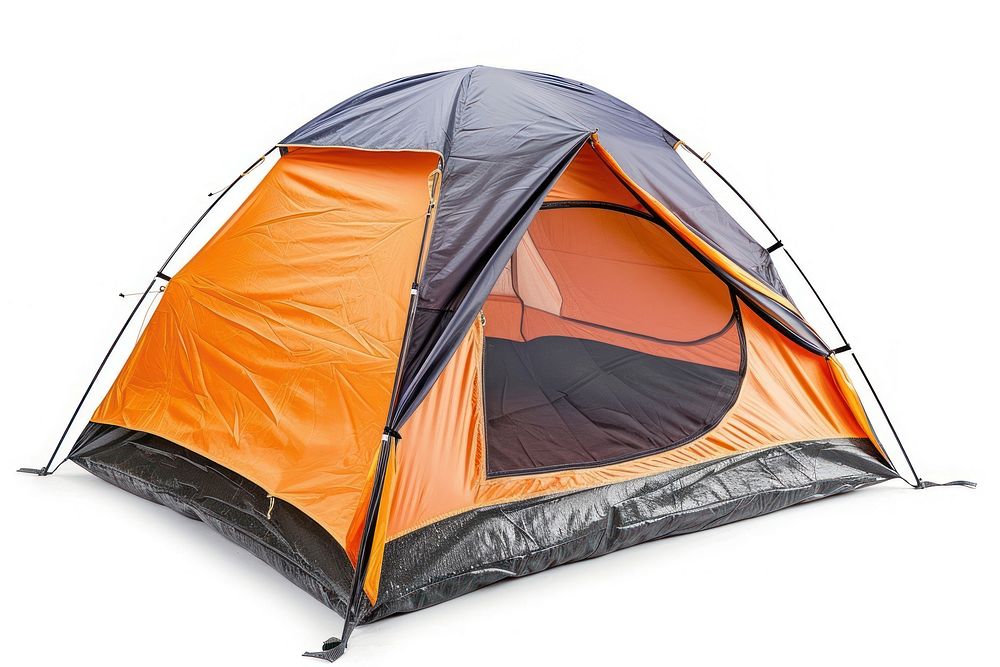 Tourist tent outdoors camping white background.