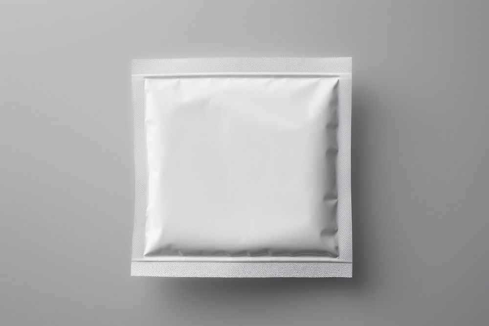 Tea bag  packaging white gray gray background.
