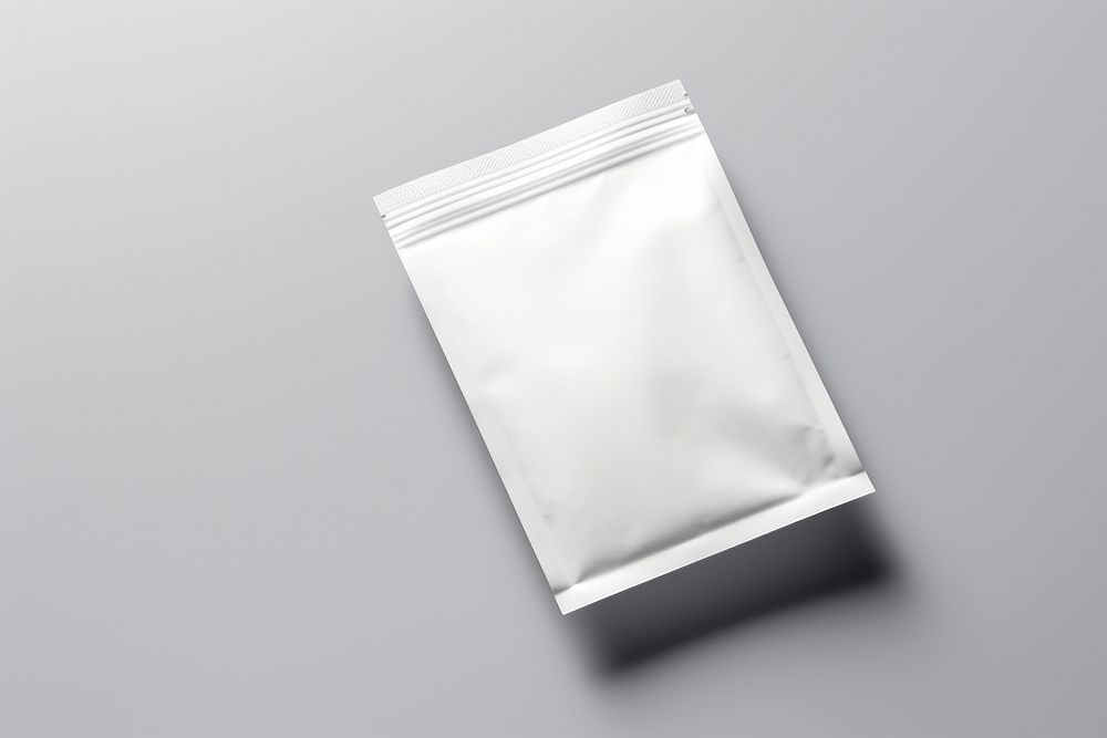 Tea bag  packaging white gray gray background.