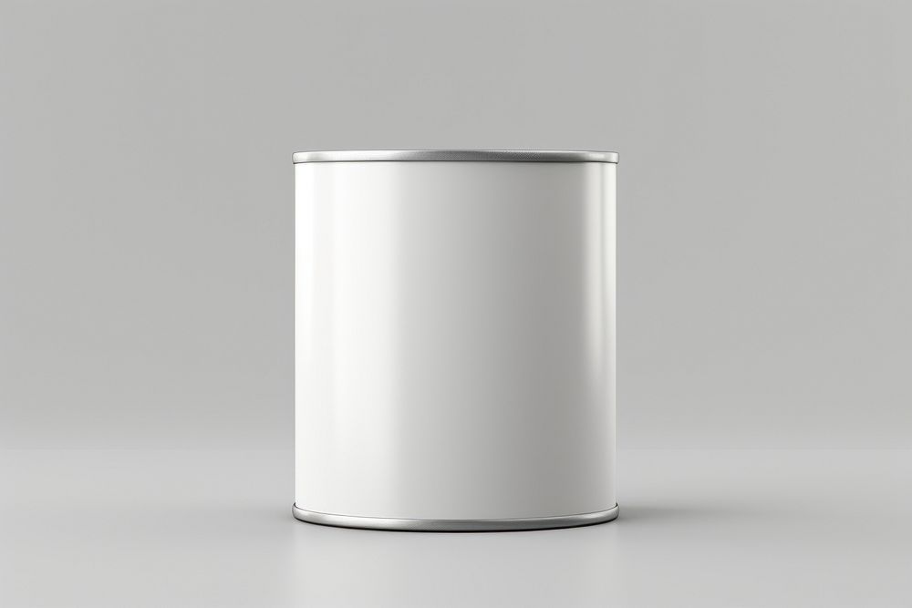Tin can with pull tab  packaging cylinder white gray.