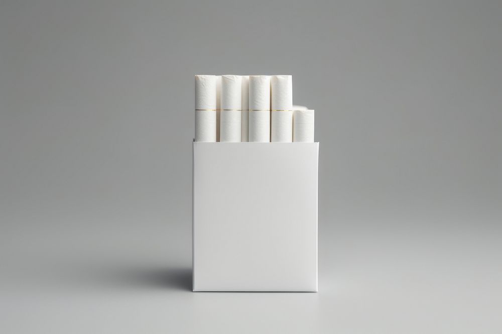 Cigarettes package white gray gray background.