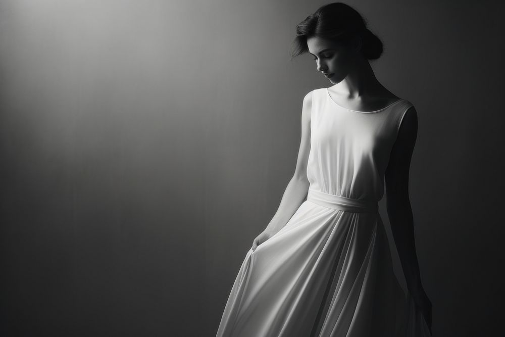 White dress portrait fashion black. AI generated Image by rawpixel.