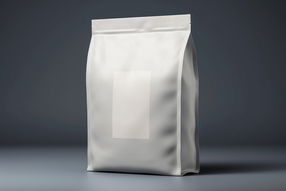 Flour bag white gray gray background.