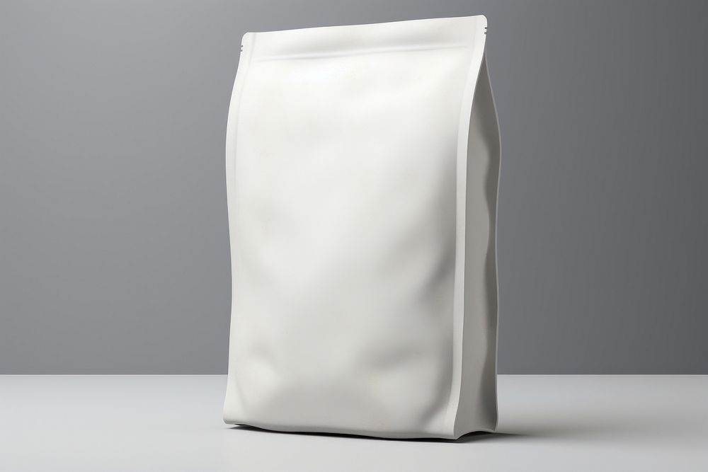 Flour bag white gray gray background.