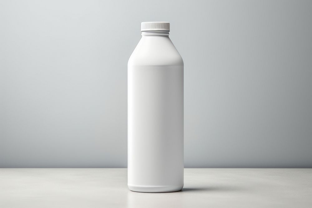 Plastic bottle label  packaging white milk gray.